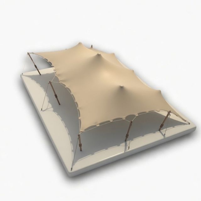 Bedu tent model with protection along one side