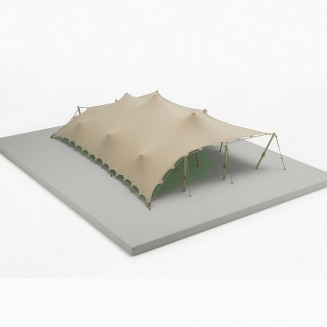 Model of several Bedu tents joined in an expanded configuration