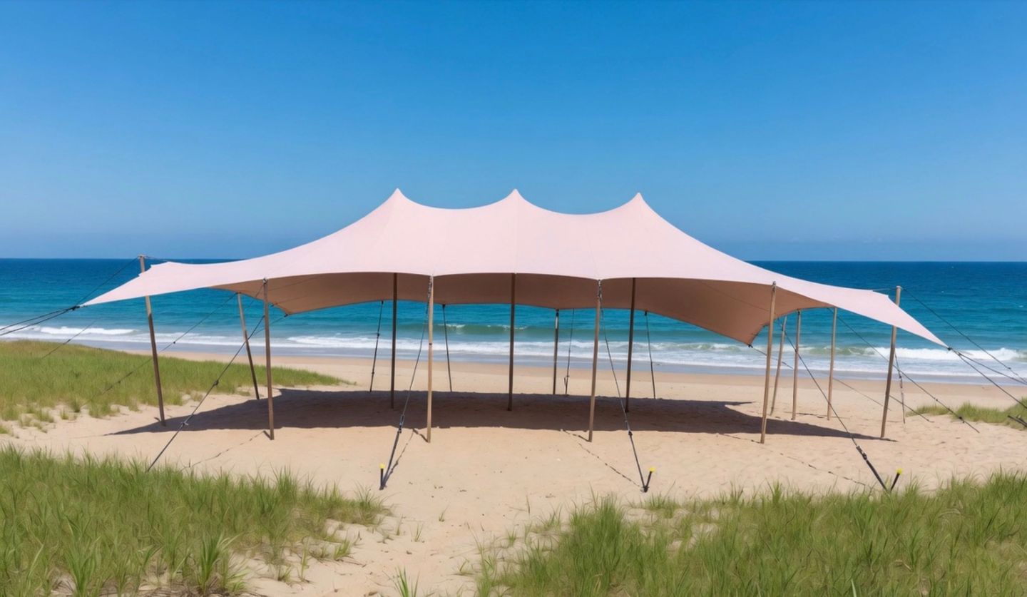 Bedu tent installed beside the sea on a coastal site