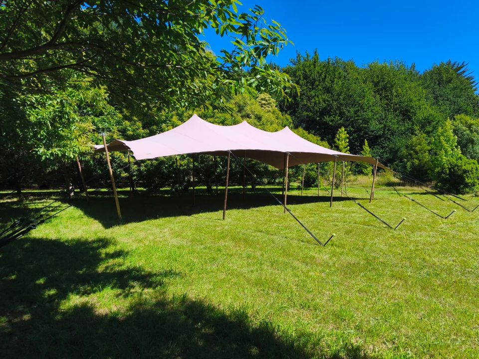 Stretch tent prepared for a garden event